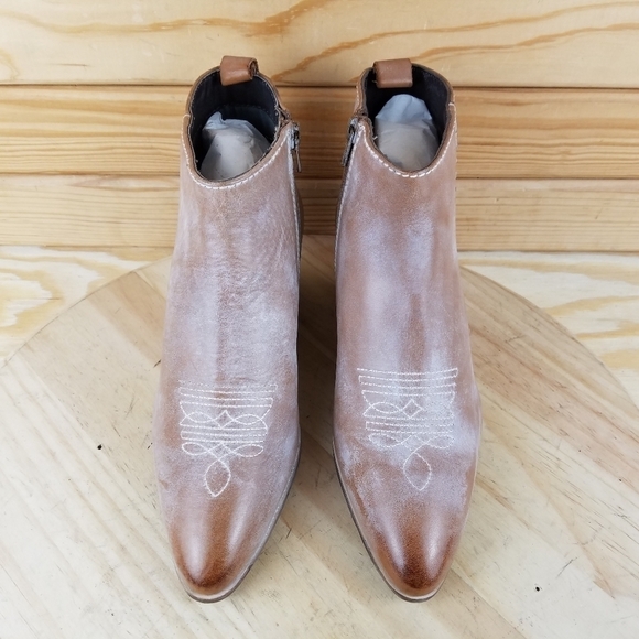 ROAN by Bed Stu AGGIE Leather Distressed Western Booties Ankle Boot Side Zip NEW - Picture 4 of 11